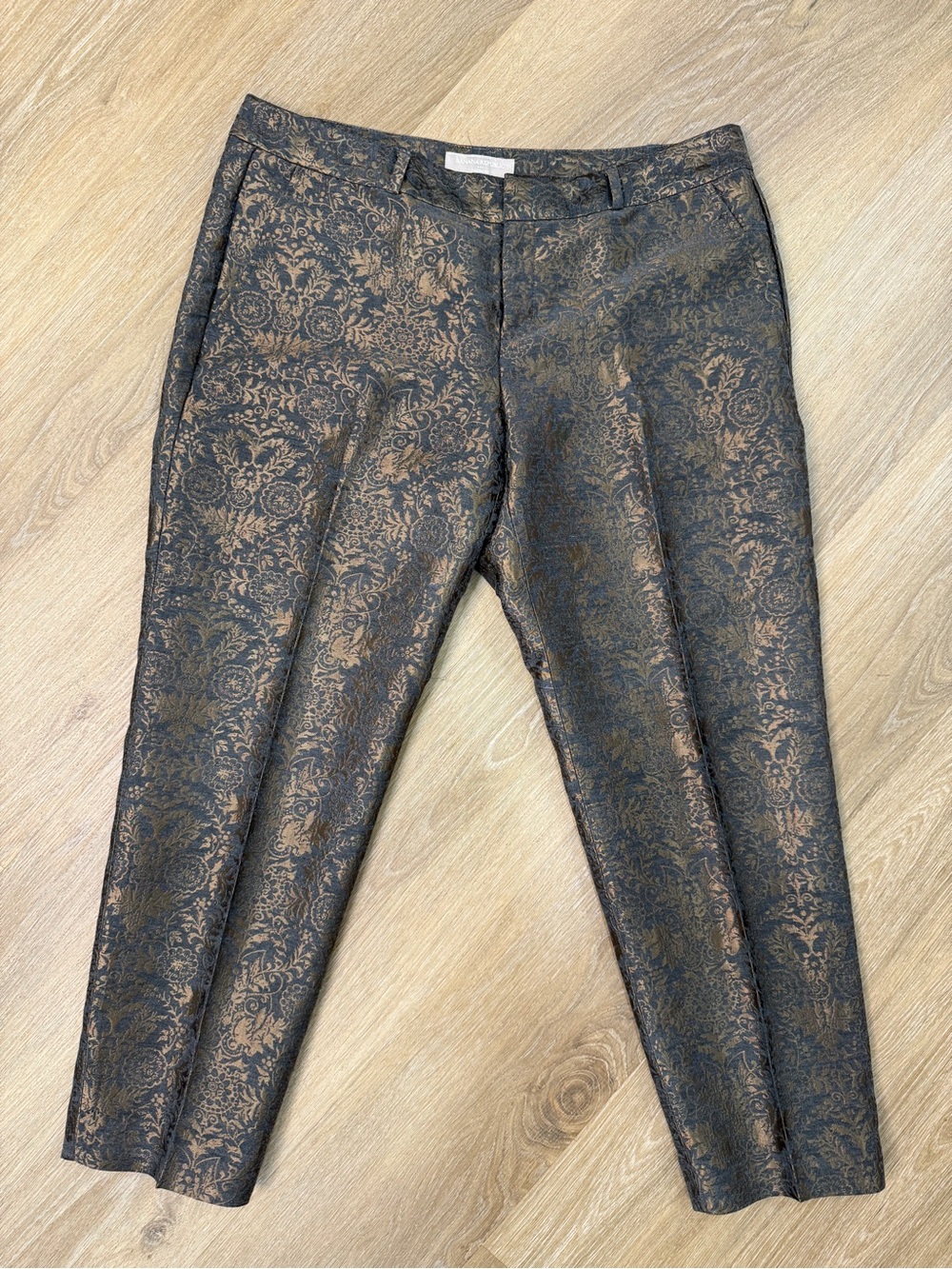 Banana Republic Martin Fit Black and Bronze Brocade Dress Pants